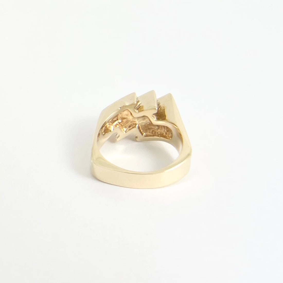 3-Row Diamond Slant Channel-Set Cocktail Statement Ring 14K Yellow Gold, 8.26 Gr - 8