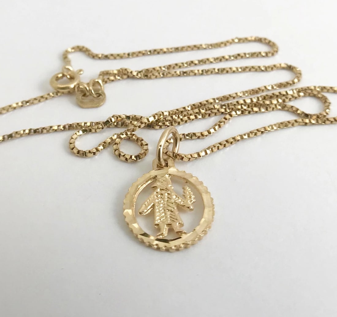 Arborist Tree Pendant Necklace 10K Yellow Gold 16 Inches, 2.44 Grams - 2
