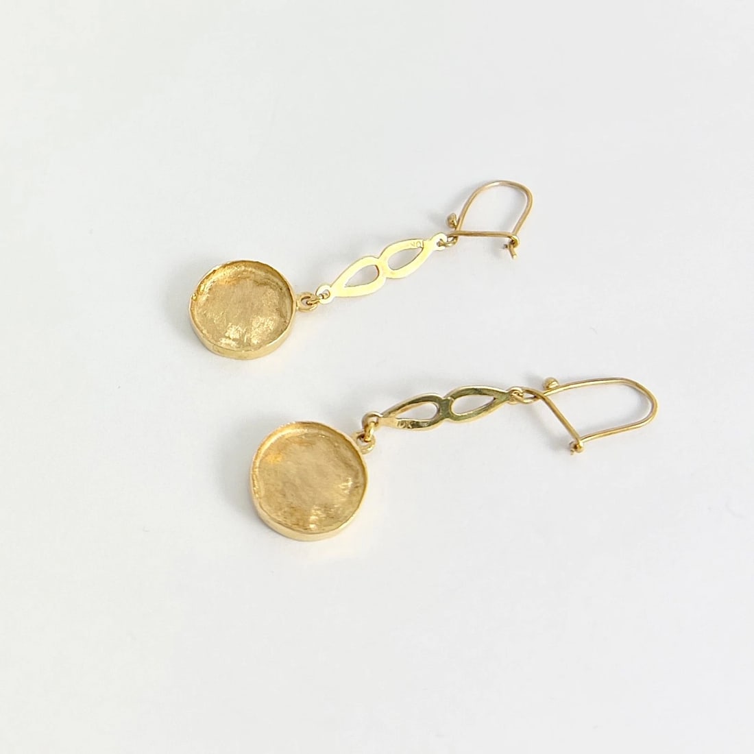 Vintage Steel Pan Drum Dangle Drop Earrings 10K Yellow Gold, 4.79 Grams - 6