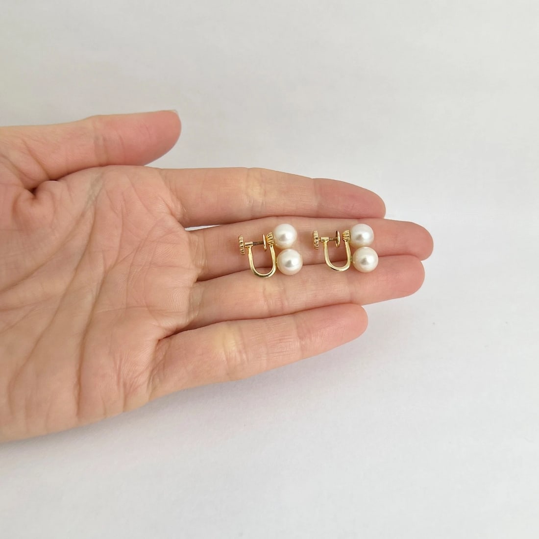 Vintage 1930's 1940's Pearl Drop Earrings Screw Backs 14K Yellow Gold 3.17 Gr - 2
