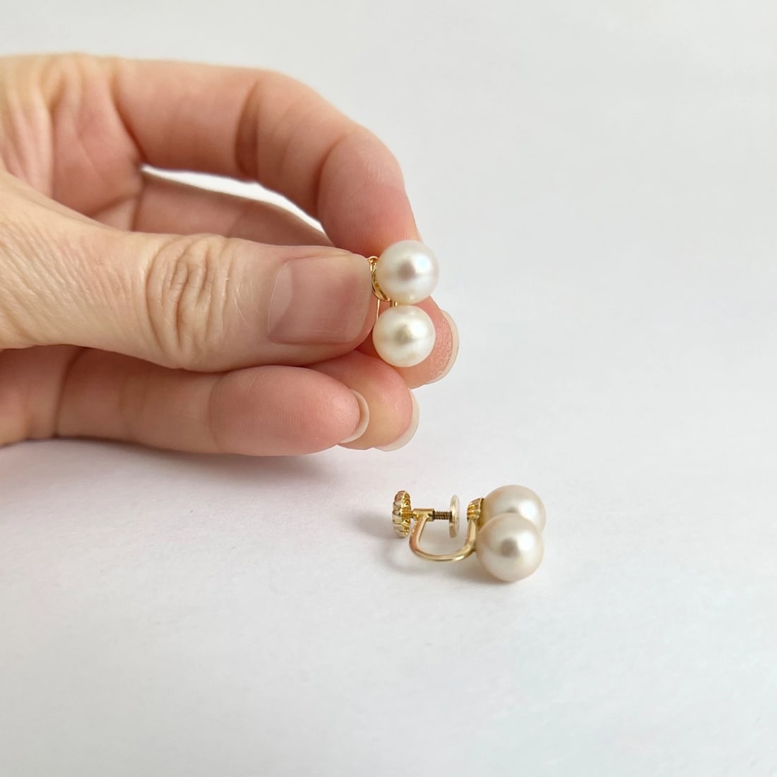 Vintage 1930's 1940's Pearl Drop Earrings Screw Backs 14K Yellow Gold 3.17 Gr - 3