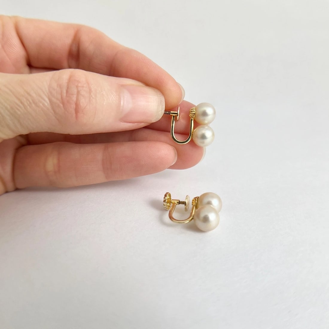 Vintage 1930's 1940's Pearl Drop Earrings Screw Backs 14K Yellow Gold 3.17 Gr - 4