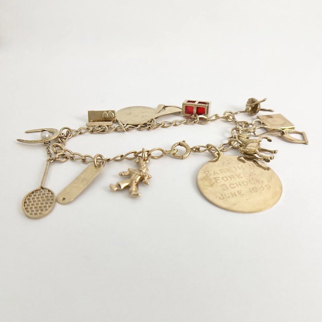 Vintage 1940's 1950's Horse Boat Charm Bracelet 14K Yellow Gold, 22.09 Grams - 10
