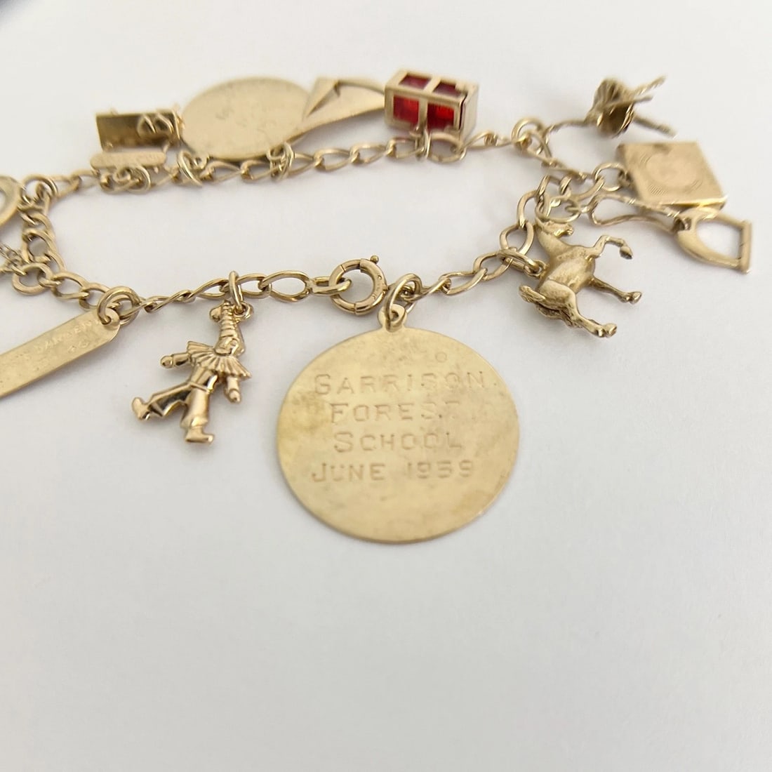 Vintage 1940's 1950's Horse Boat Charm Bracelet 14K Yellow Gold, 22.09 Grams - 11