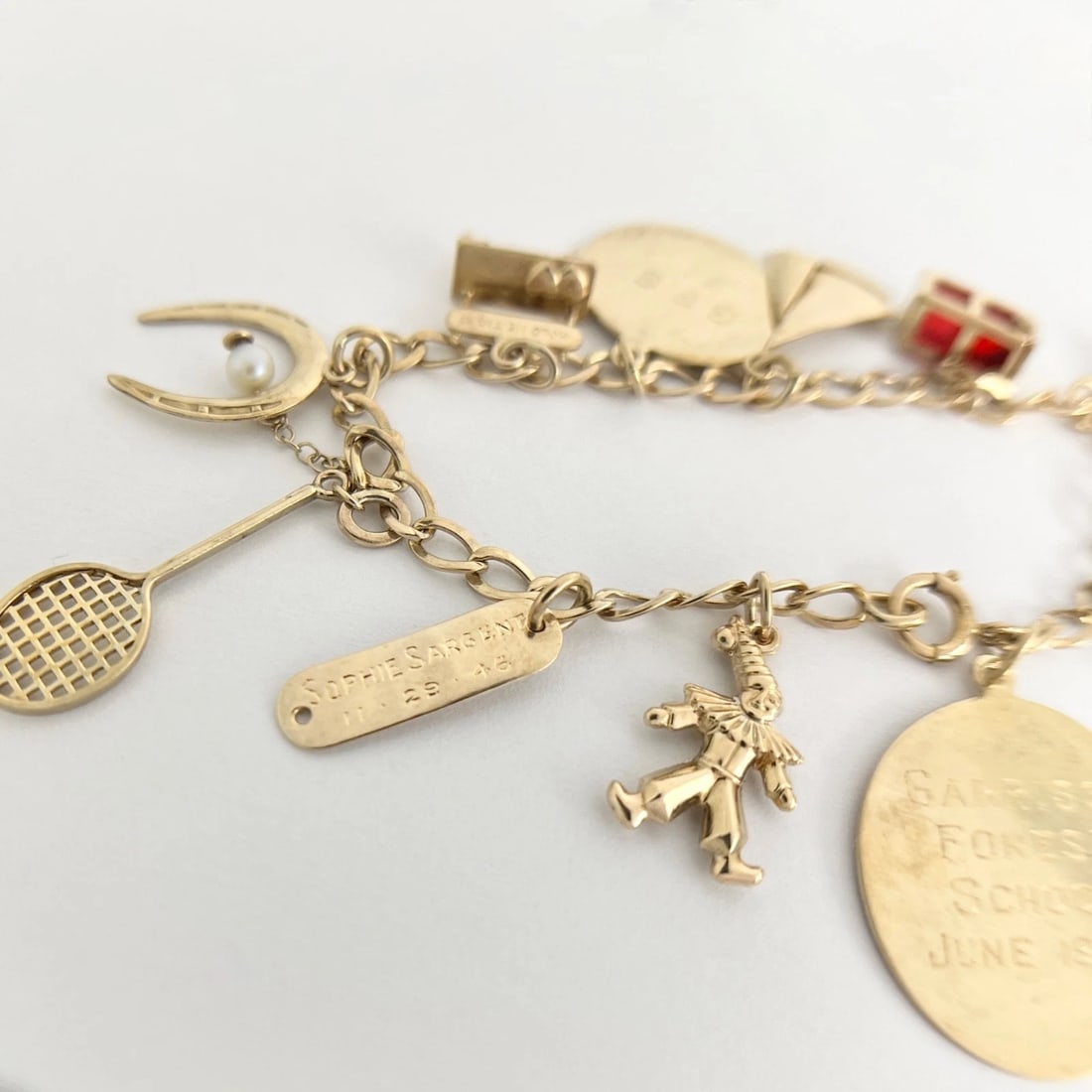 Vintage 1940's 1950's Horse Boat Charm Bracelet 14K Yellow Gold, 22.09 Grams - 12
