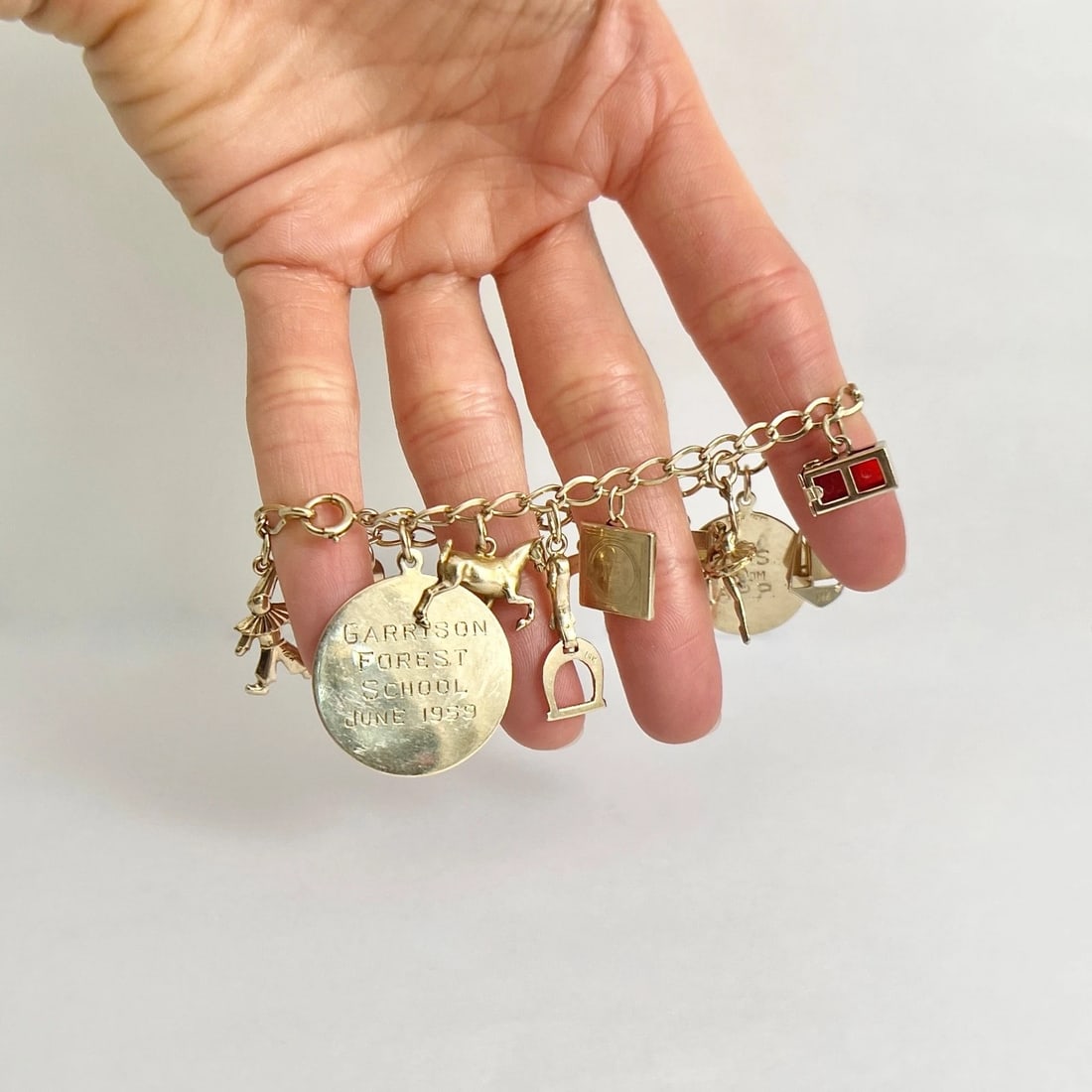 Vintage 1940's 1950's Horse Boat Charm Bracelet 14K Yellow Gold, 22.09 Grams - 4