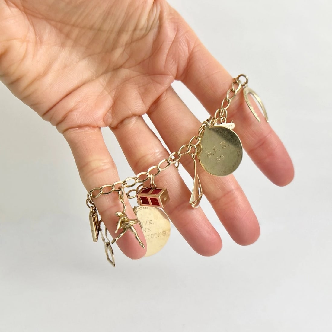 Vintage 1940's 1950's Horse Boat Charm Bracelet 14K Yellow Gold, 22.09 Grams - 6
