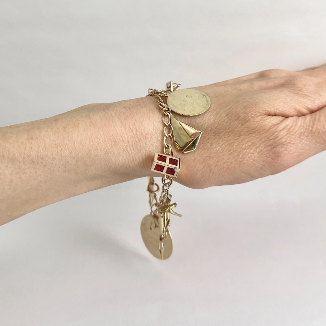 Vintage 1940's 1950's Horse Boat Charm Bracelet 14K Yellow Gold, 22.09 Grams - 8