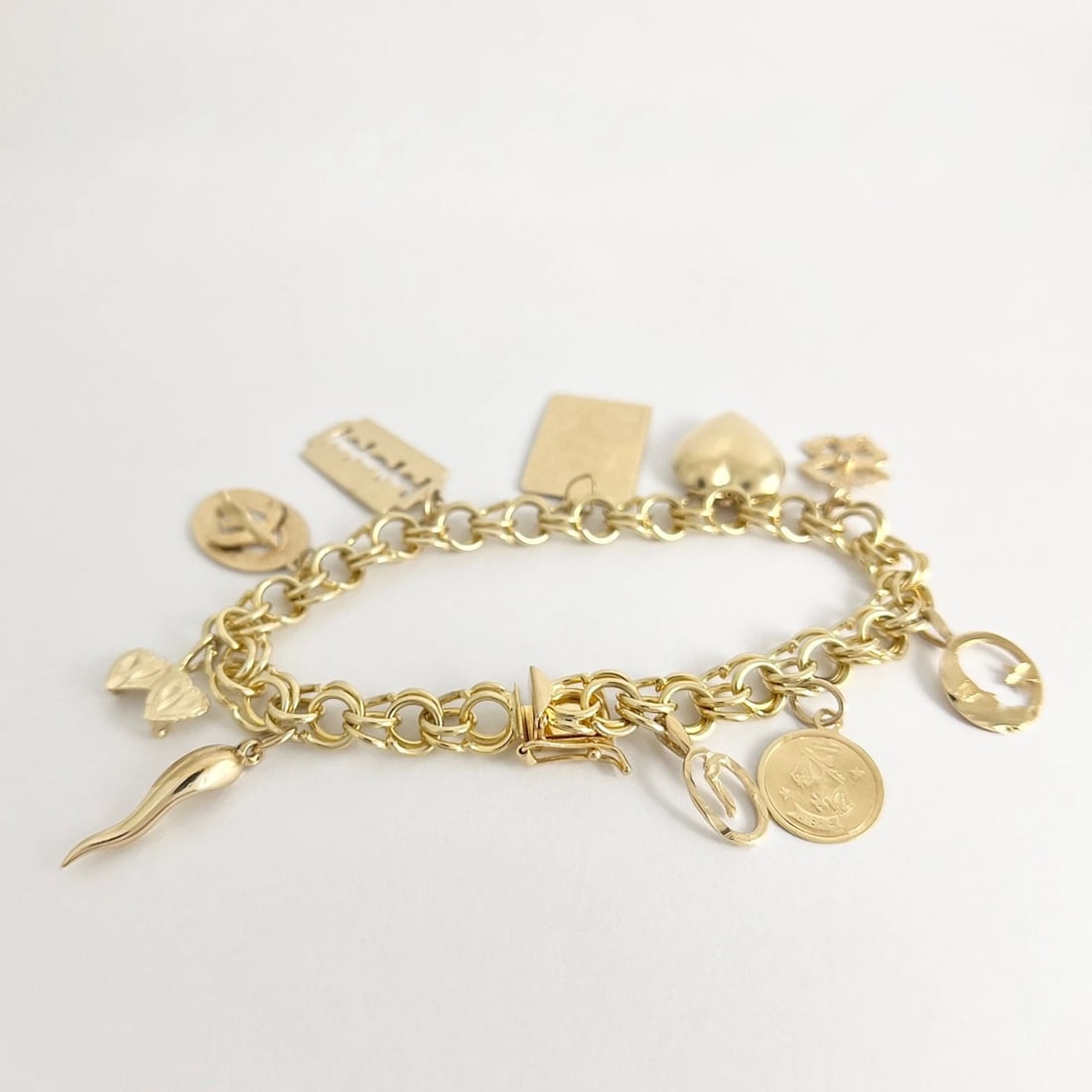 Vintage Scorpio Libra Italian Horn Charm Bracelet 14K Yellow Gold, 22.88 Grams - 11