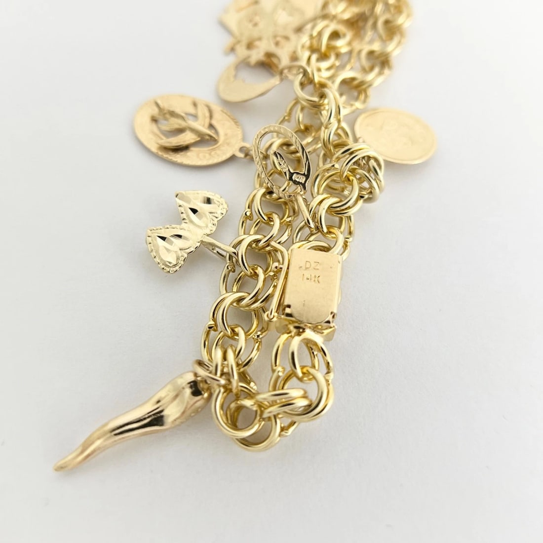 Vintage Scorpio Libra Italian Horn Charm Bracelet 14K Yellow Gold, 22.88 Grams - 12