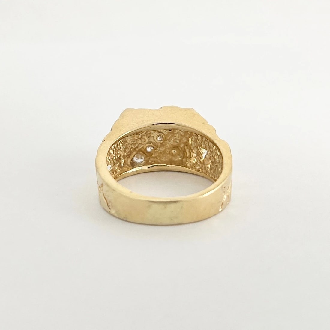 Vintage 1980's Men's Diamond Flat Top Nugget Ring 14K Yellow Gold, 9.38 Grams - 8