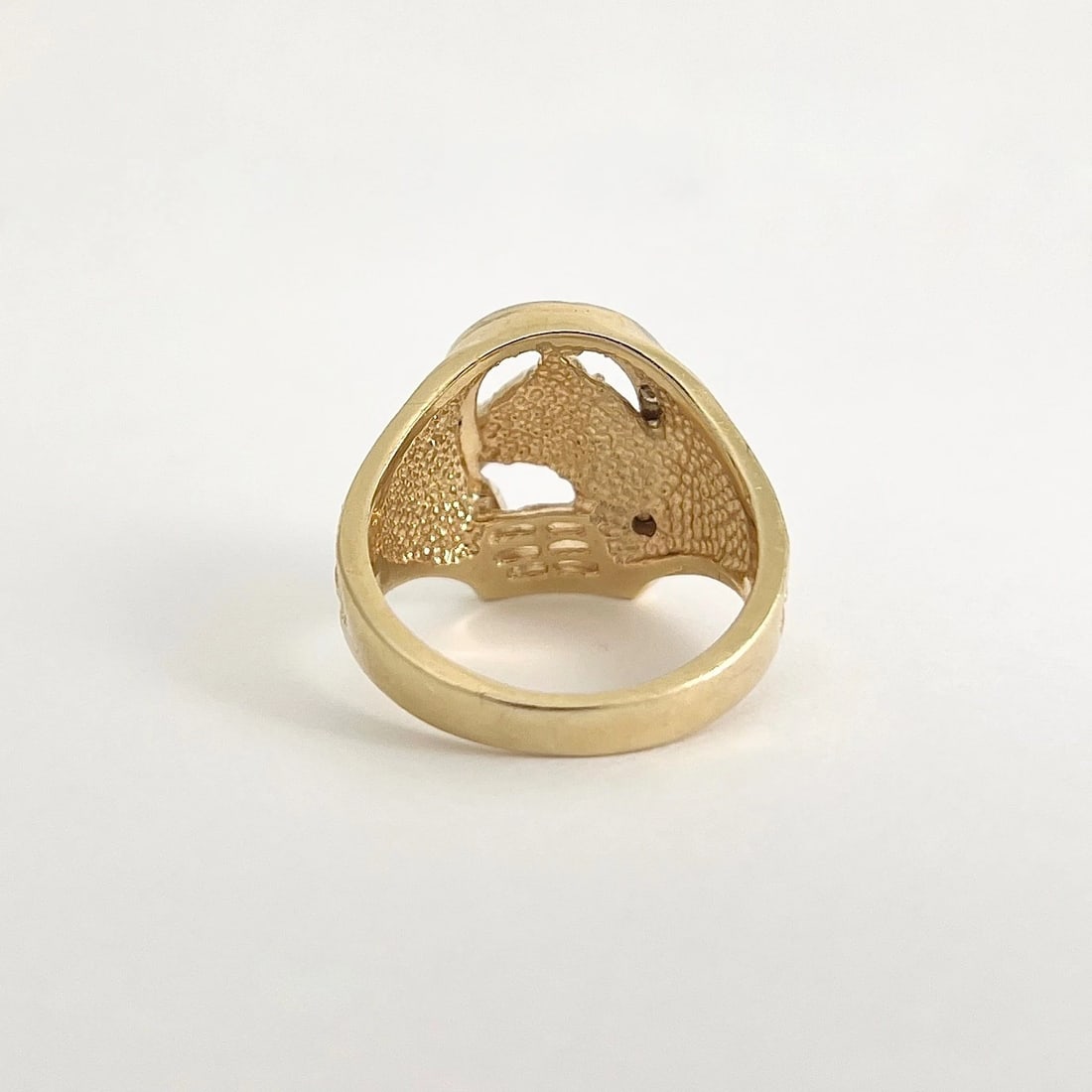 Vintage 1950's Men's Diamond Horse Horseshoe Ring 14K Yellow Gold, 11.10 Grams - 7