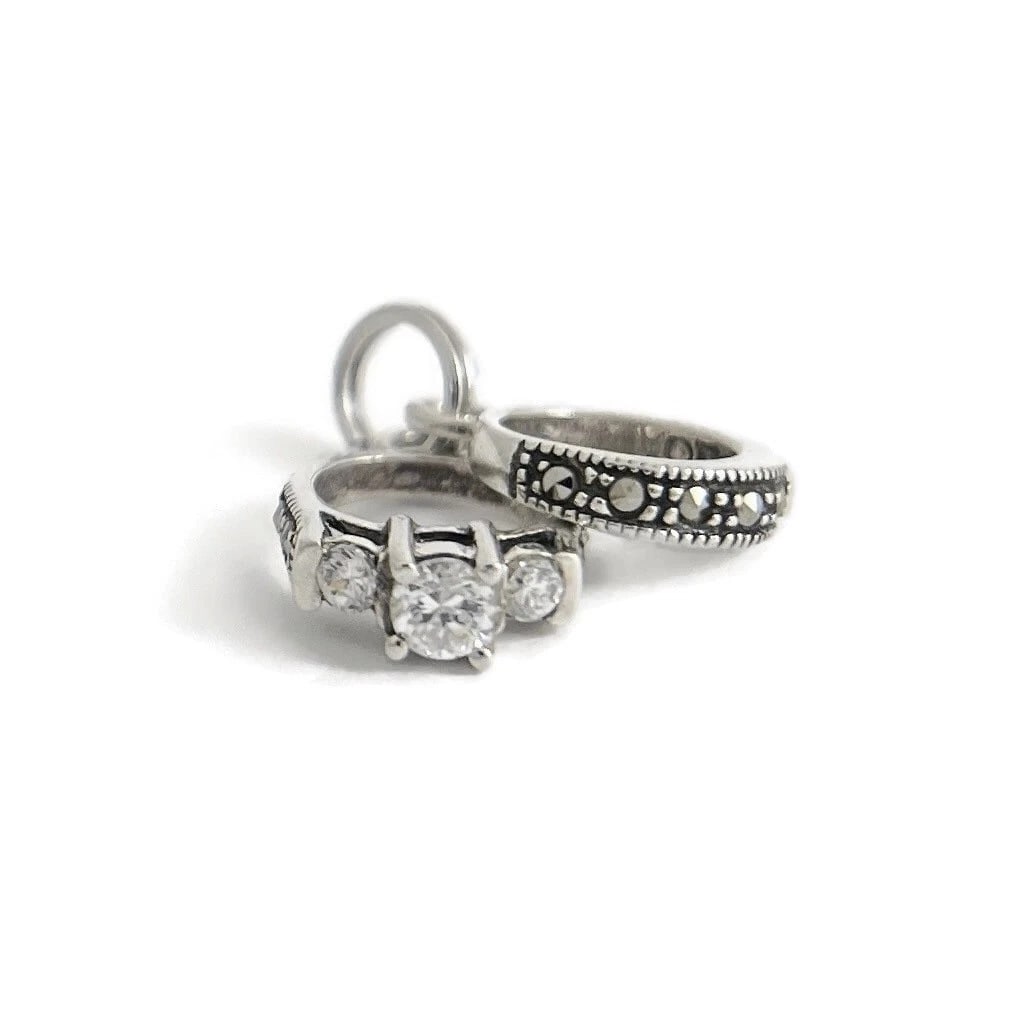 Vintage Judith Jack Engagement Wedding Ring Charm Sterling Silver, 1.54 Grams (1 of 8)