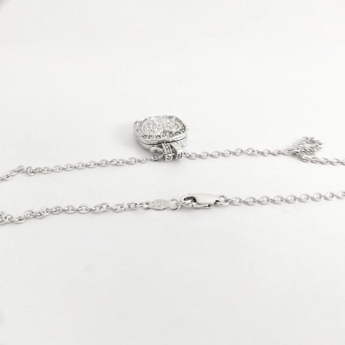 Vintage Judith Jack Heart Locket Pendant Necklace Sterling Silver, 12.01 Grams - 6