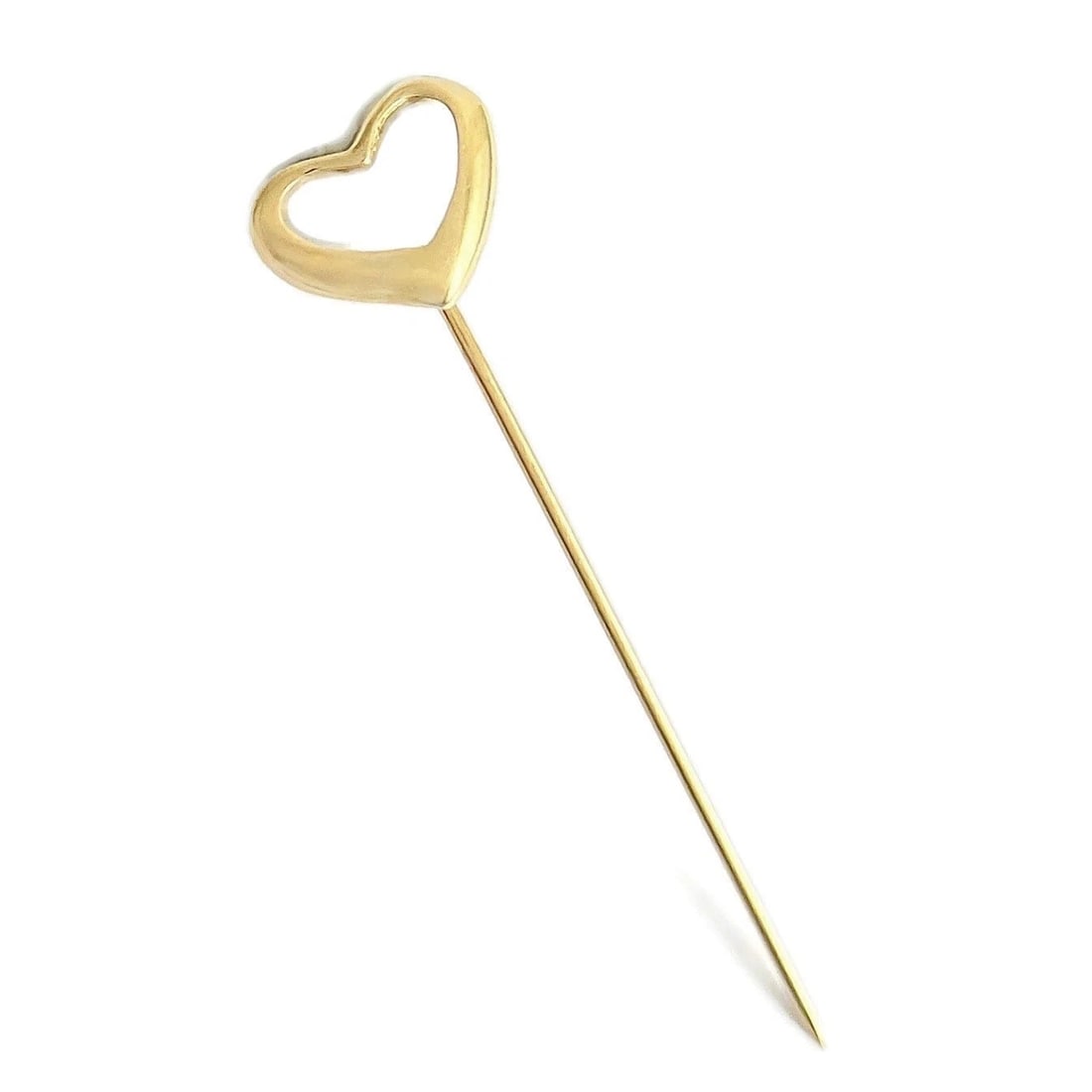 Vintage 1970's Open Heart Lapel Stick Pin 14K Yellow Gold, .92 Grams: Title: Vintage 1970's Open Heart Lapel Stick Pin 14K Yellow Gold, .92 Grams Description: Vintage 1970's Open Heart Lapel Stick Pin 14K Yellow Gold, .92 Grams This is a classic versatile pin that can b