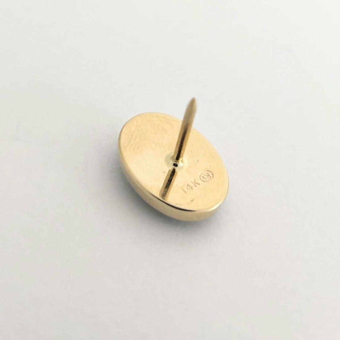 Vintage Oval Black Onyx Diamond Pin Tie Tack 14K Yellow Gold, 1.59 Grams - 6