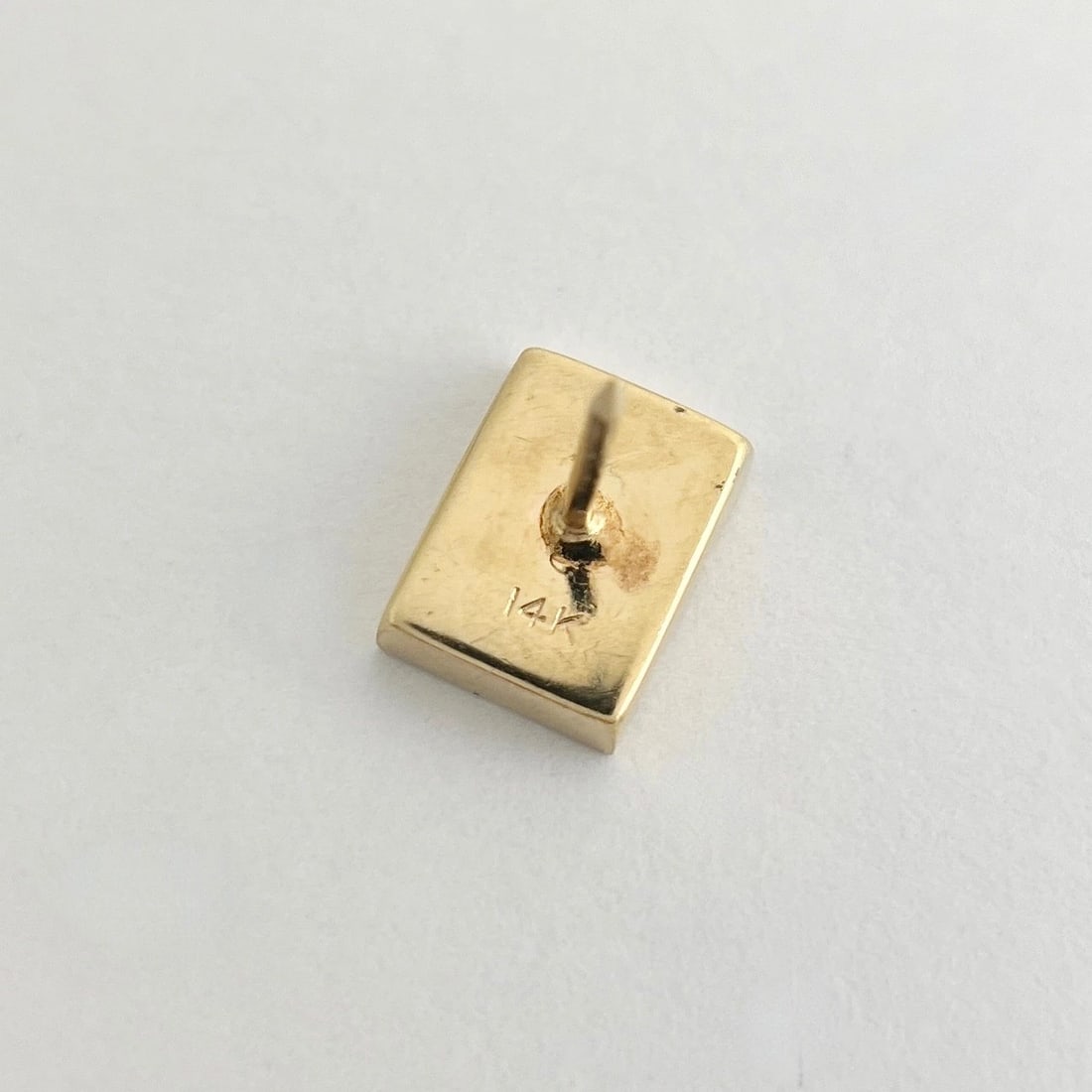 Vintage 1960's Textured Rectangle Pin Tie Tack 14K Yellow Gold, 1.51 Grams - 6
