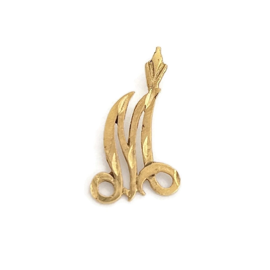 Vintage 1980's Letter M Initial Necklace Pendant Charm 14K Yellow Gold, .74 Gram (1 of 6)