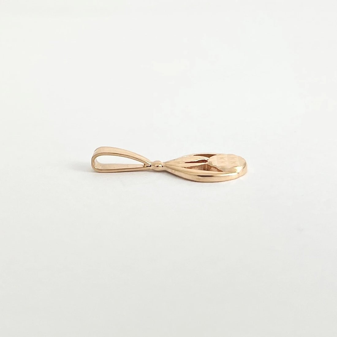 Vintage Teardrop Necklace Pendant Charm 14K Pink Rose Gold, 1.18 Grams - 5