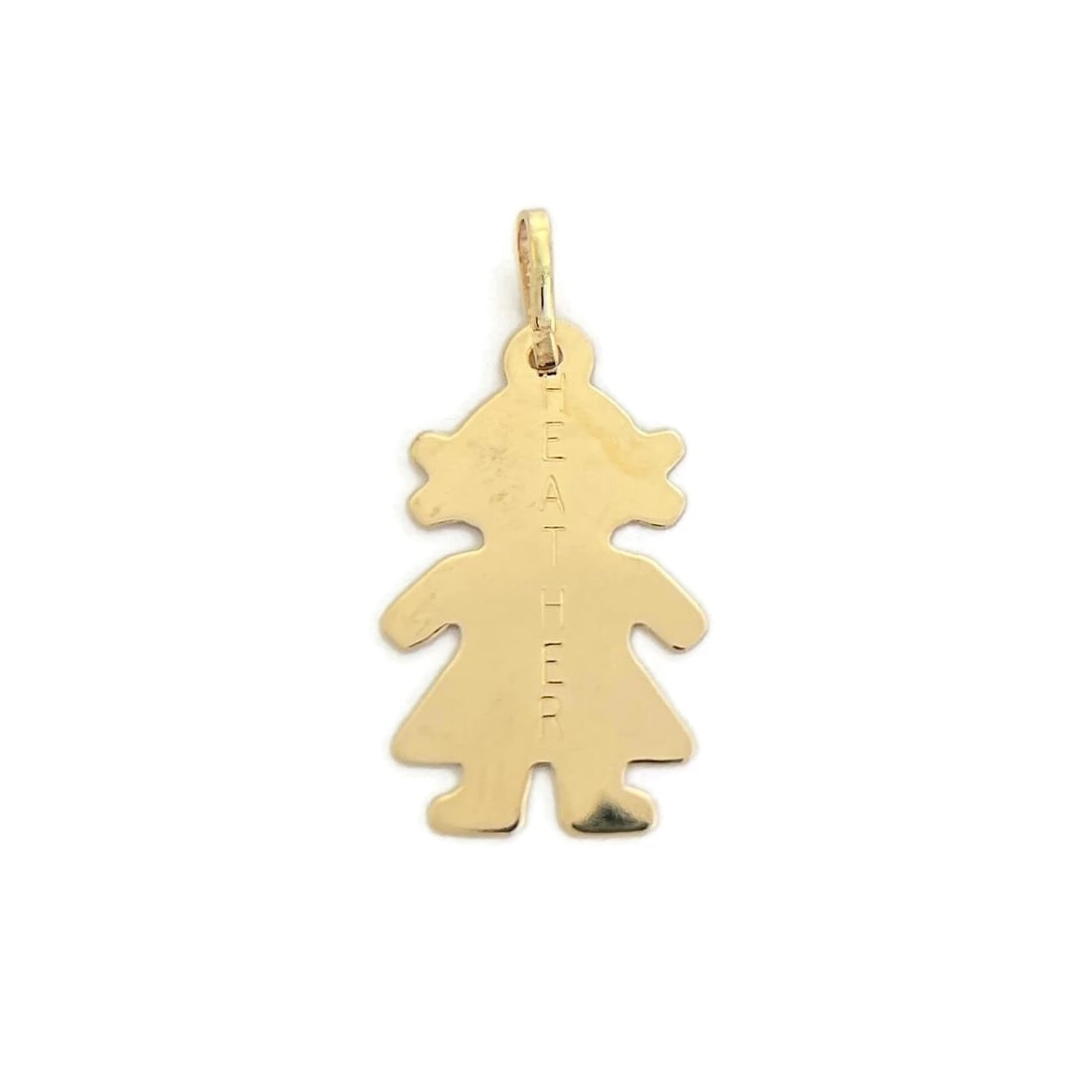 Vintage 1980's Heather Girl Name Charm Pendant 14K Yellow Gold, .51 Grams (1 of 6)
