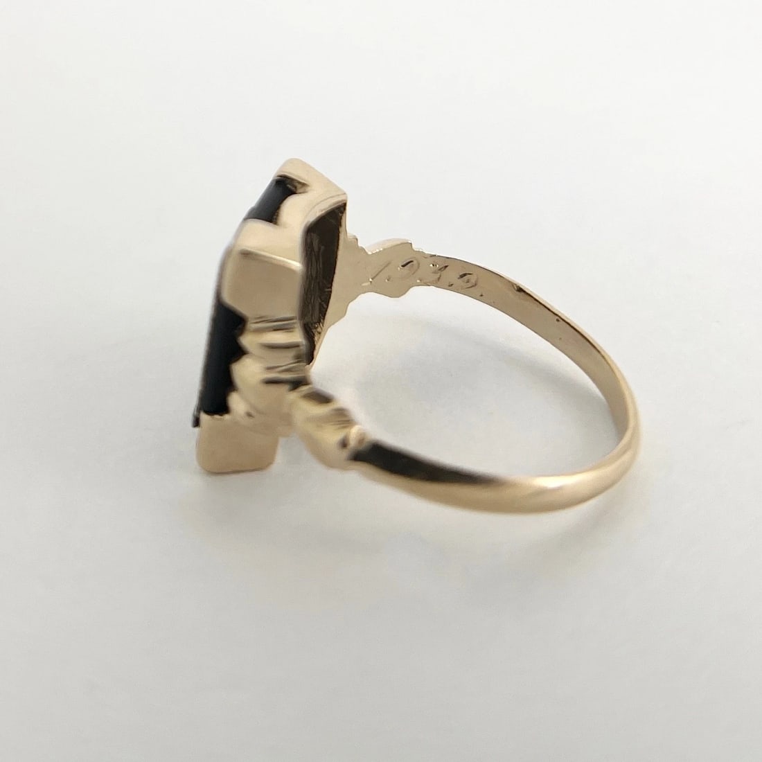 Vintage 1930's Letter MP Initial Black Onyx Diamond Signet Ring 14K Gold 3.24 Gr - 7