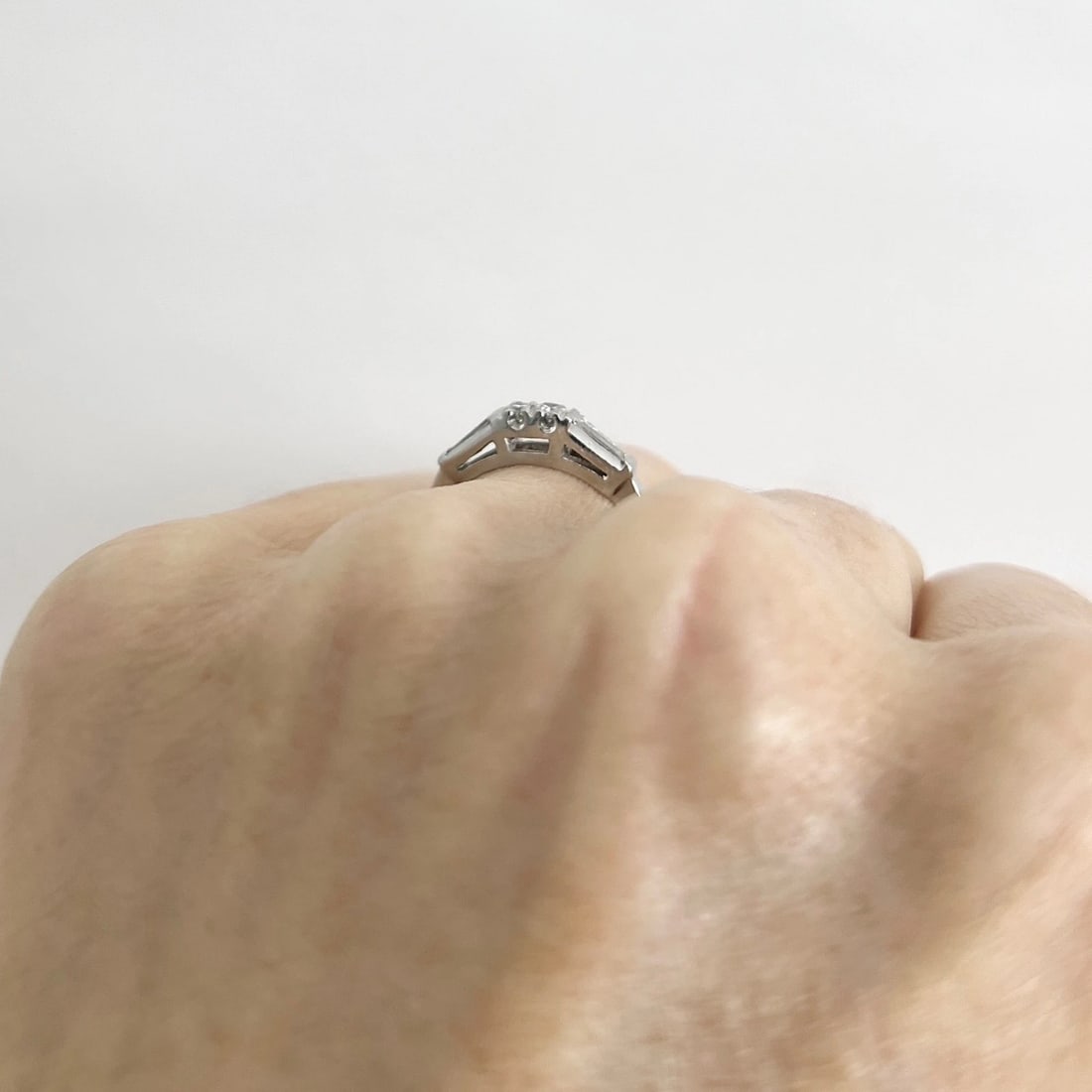 Vintage 1940's 2-Stone Diamond Engagement Ring Platinum, .18 CTW, 3.33 Grams - 4