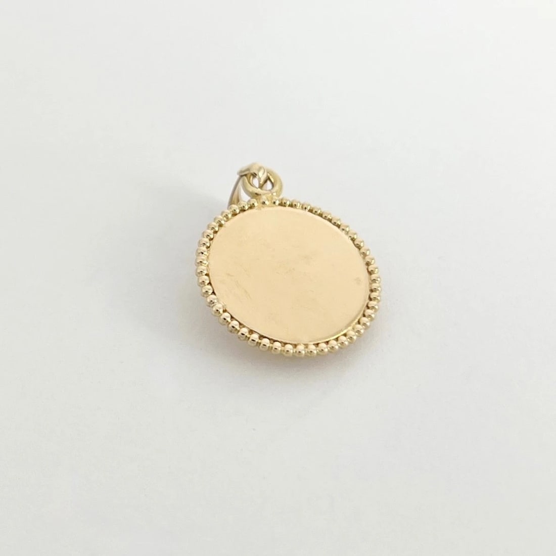 Vintage Sapphire Angel Wings Disc Pendant Charm 14K Yellow Gold, 2.95 Grams - 5