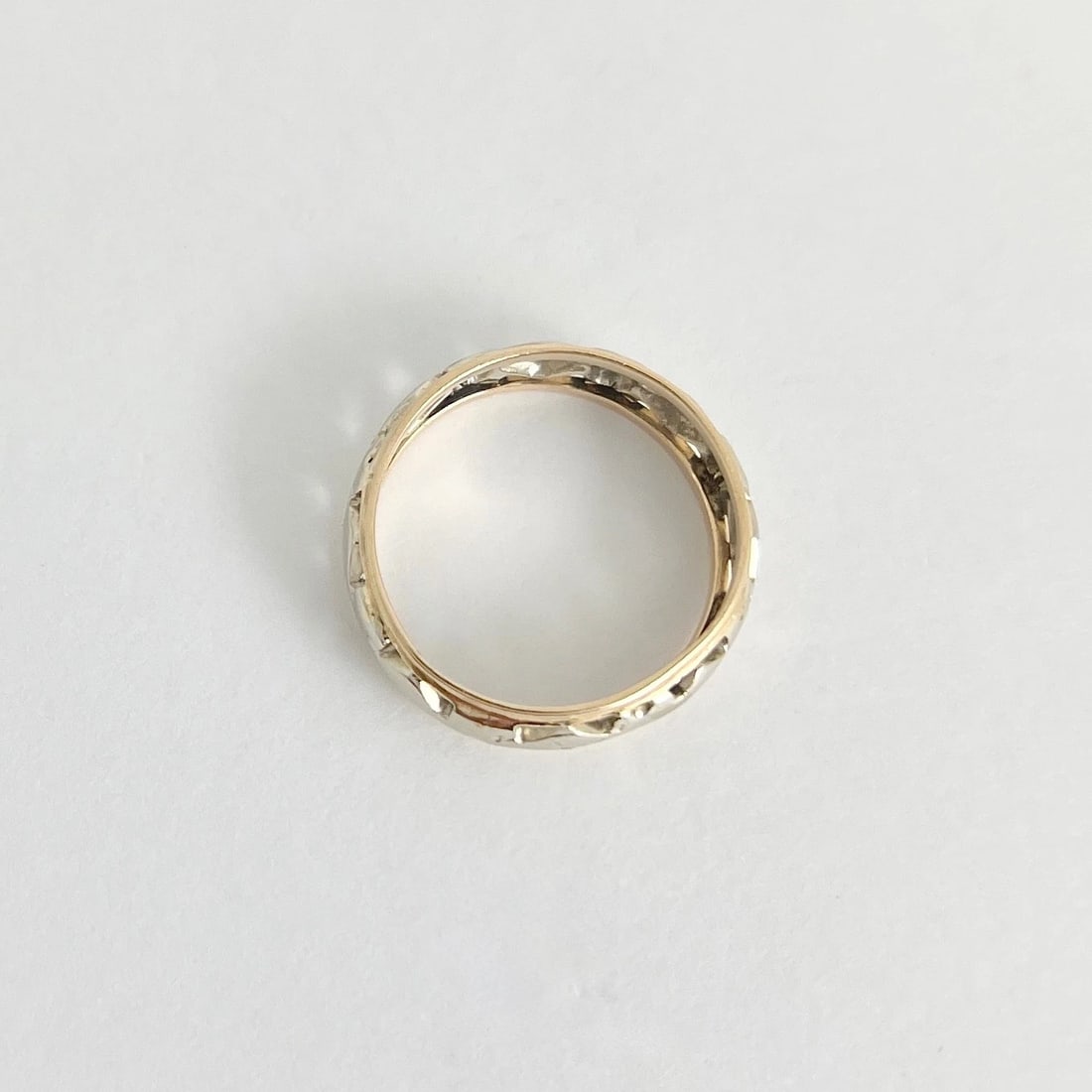 Vintage 1930's 1940's Two-Tone Wedding Band Ring 14K Yellow Gold, 1.97 Grams - 5