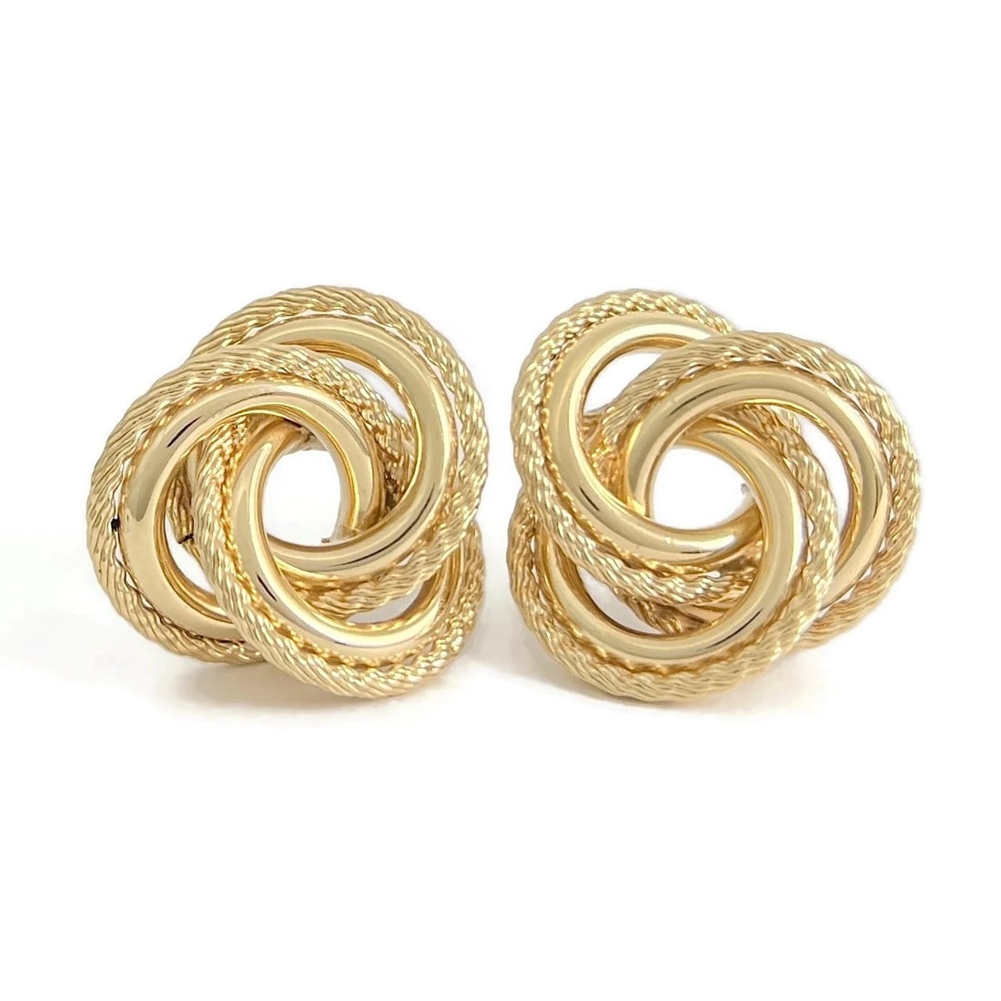 Vintage 1960's Large Love Knot Drop Stud Earrings 14K Yellow Gold, 8.16 Grams (1 of 4)