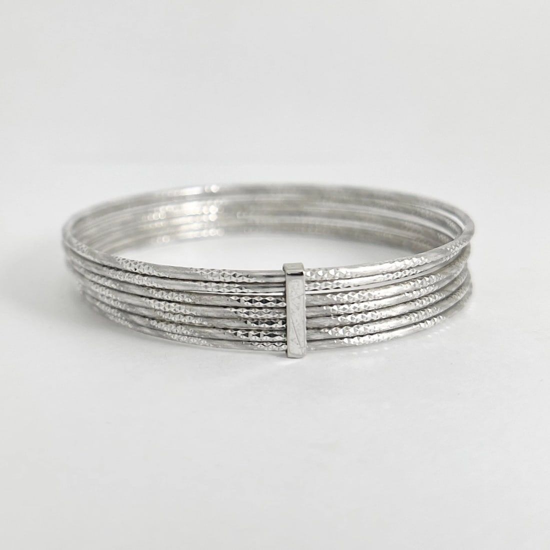 Vintage Stackable Bangle Bracelet Set Sterling Silver, 14.77 Grams - 6