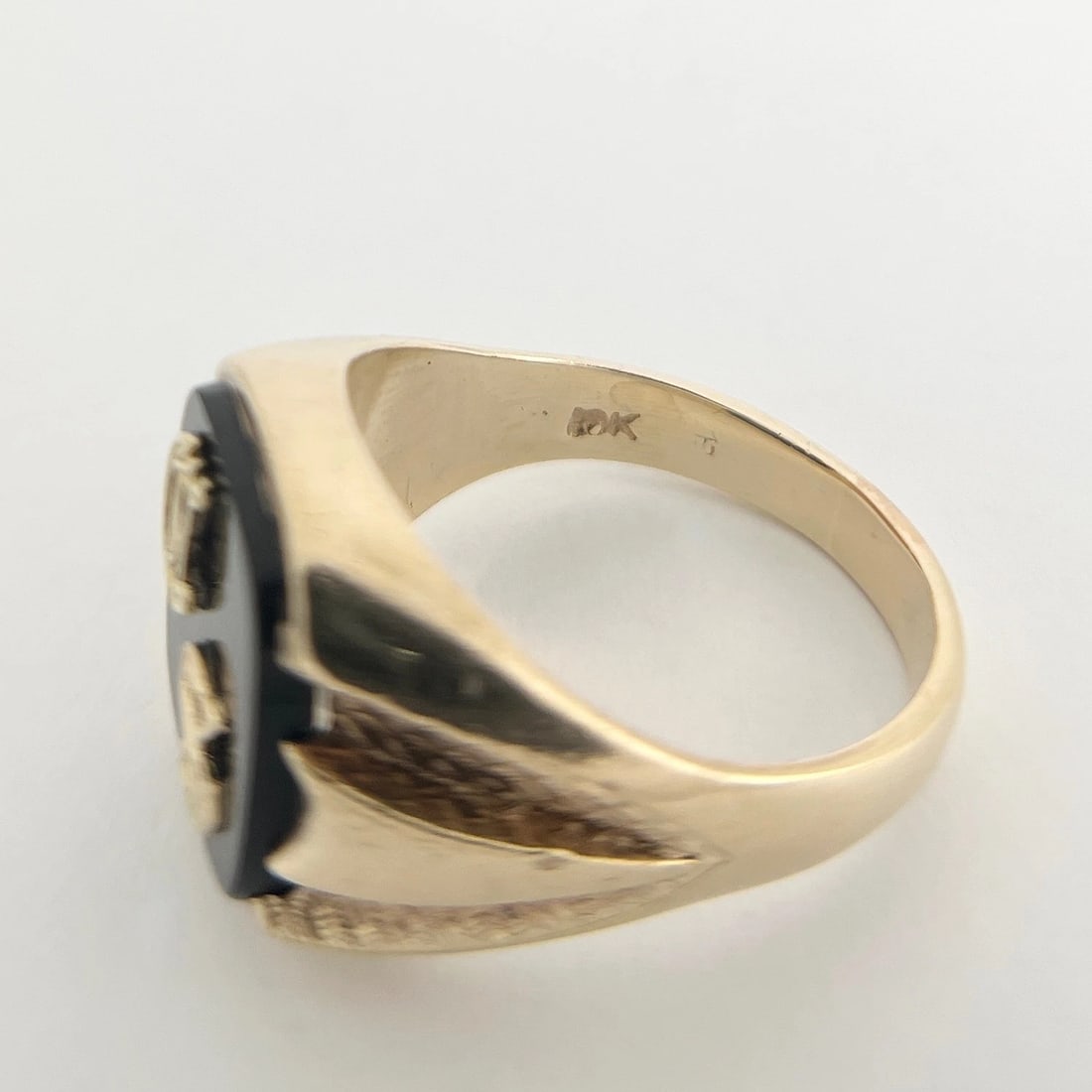 Vintage 1950's Men's SD Letter Black Onyx Signet Ring 10K Yellow Gold, 10.16 Gr - 7
