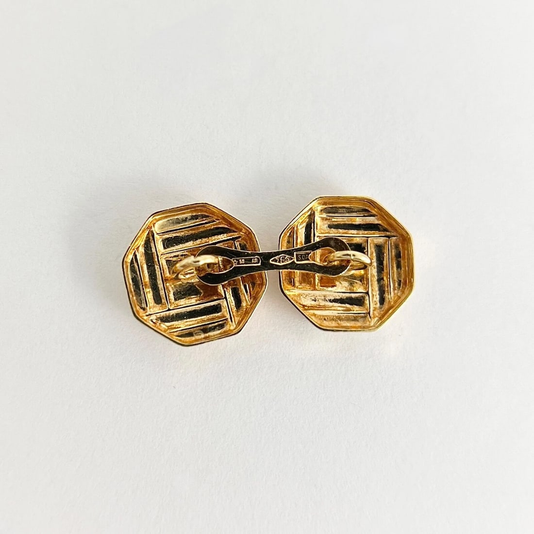 Vintage Geometric Octagon Cufflinks 18K Yellow Gold, 5.78 Grams - 9