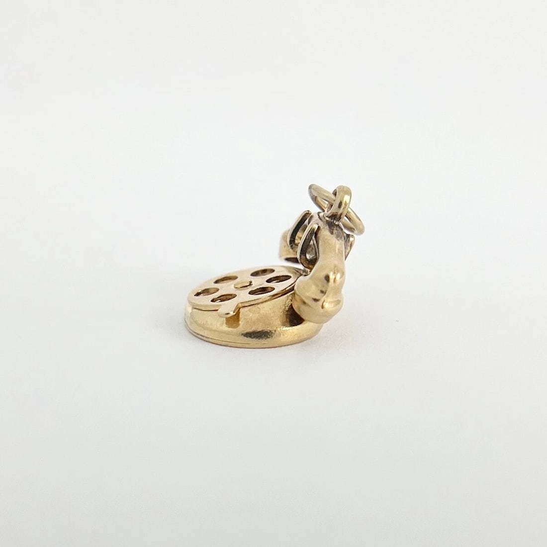 Vintage 1950's Rotary Telephone Movable Charm 14K Yellow Gold, 2.32 Grams - 6