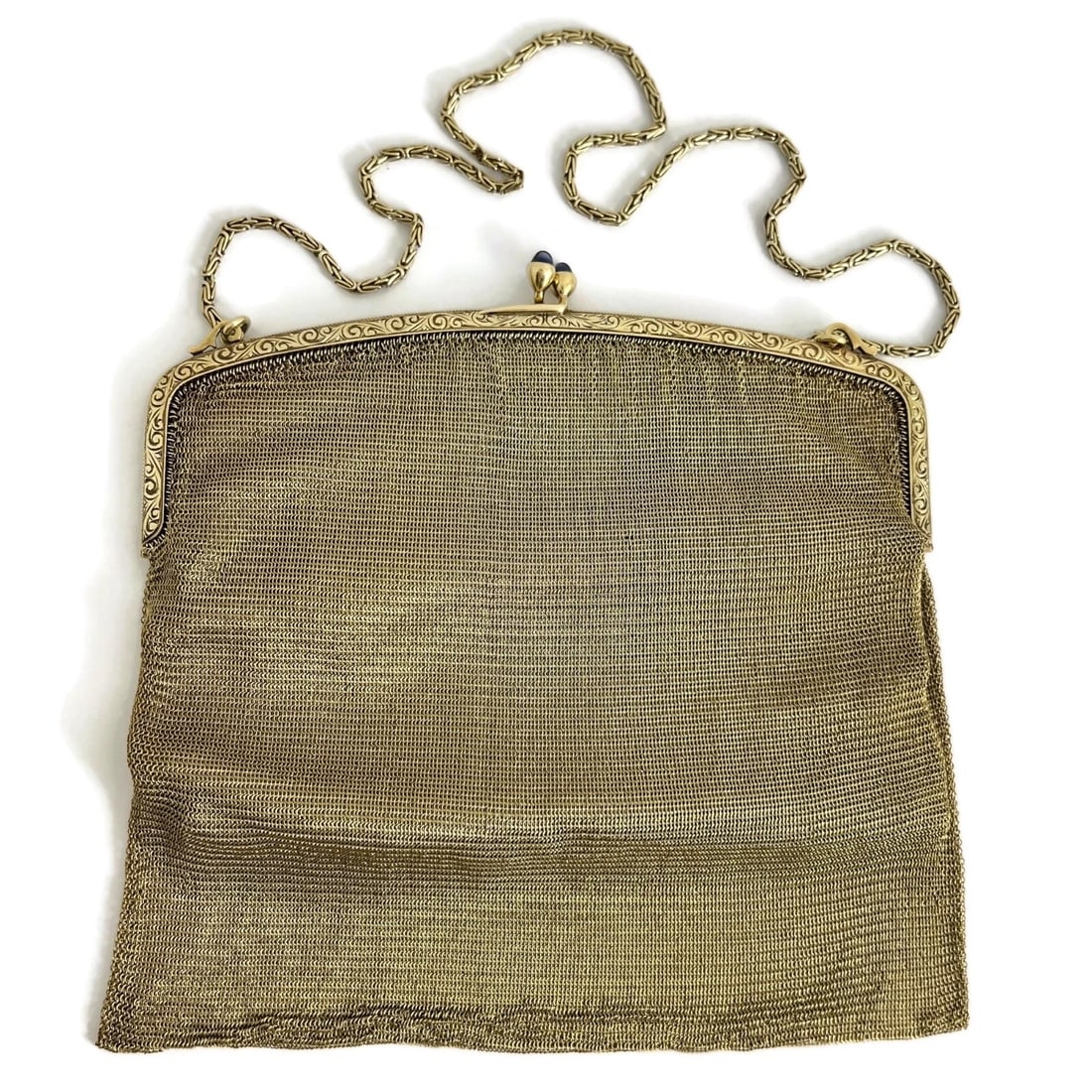Antique Art Nouveau Mesh Chain Sapphire Purse 14K Yellow Gold, 157.34 Grams: Title: Antique Art Nouveau Mesh Chain Sapphire Purse 14K Yellow Gold, 157.34 Grams Description: Antique Art Nouveau Mesh Chain Sapphire Purse 14K Yellow Gold, 157.34 Grams This is a gorgeous,