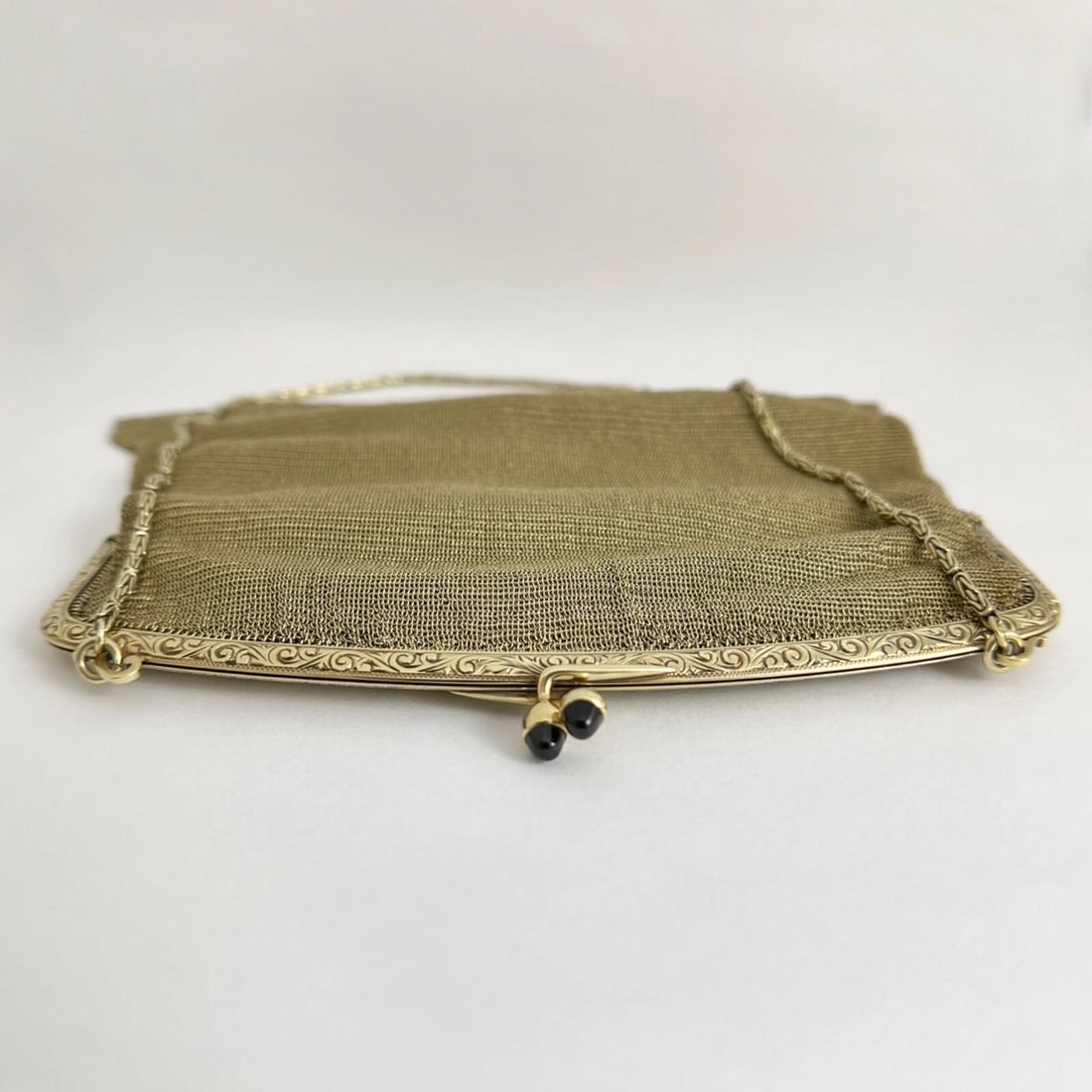 Antique Art Nouveau Mesh Chain Sapphire Purse 14K Yellow Gold, 157.34 Grams - 8