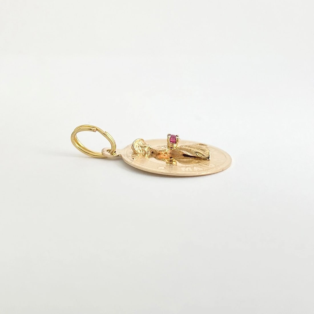 Vintage 1960's Maid of Honor Ruby Pendant Charm 14K Yellow Gold, 2.05 Grams - 7