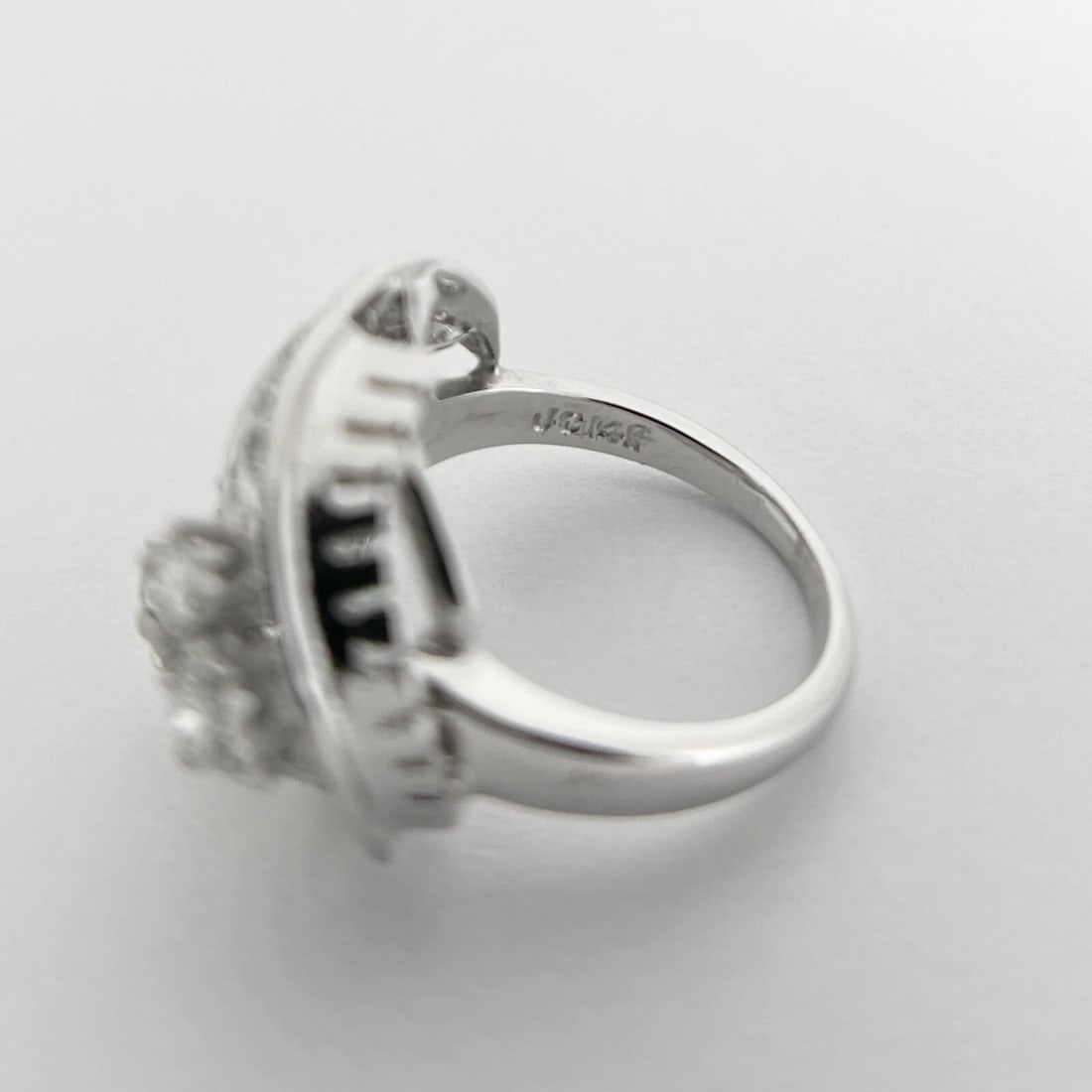 Vintage 1940's 1950's Asymmetrical Diamond Cocktail Ring 14K White Gold, 6.22 Gr - 8