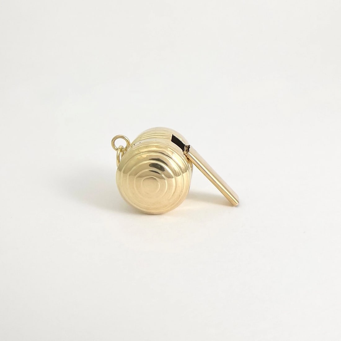 Vintage 1940's Whistle Bracelet Charm Necklace Pendant 14K Yellow Gold, 5.16 Gr - 6