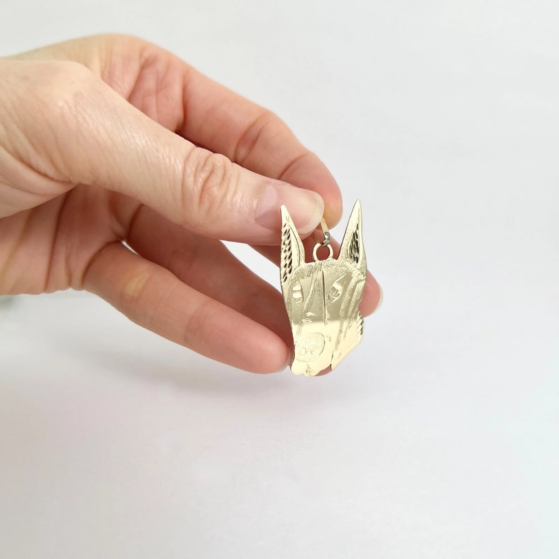 Vintage Etched Dog Necklace Pendant Charm 14K Yellow Gold, 4.32 Grams - 4