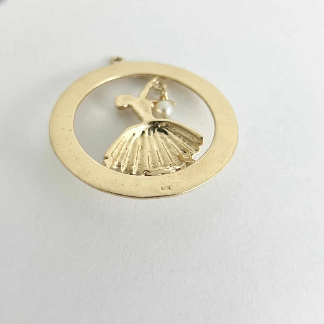 Vintage 1950's Pearl Ruby Sapphire Dancing Lady Charm 14K Yellow Gold, 8.22 Gr - 6