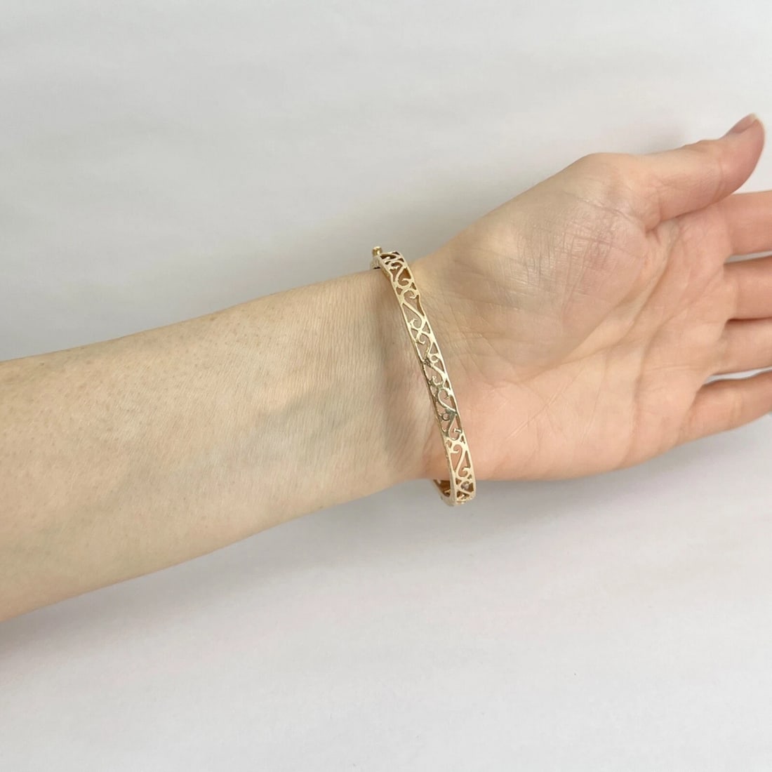 Vintage 1950's Opal Diamond Turquoise Bangle Bracelet 14K Yellow Gold, 24.99 Gr - 5