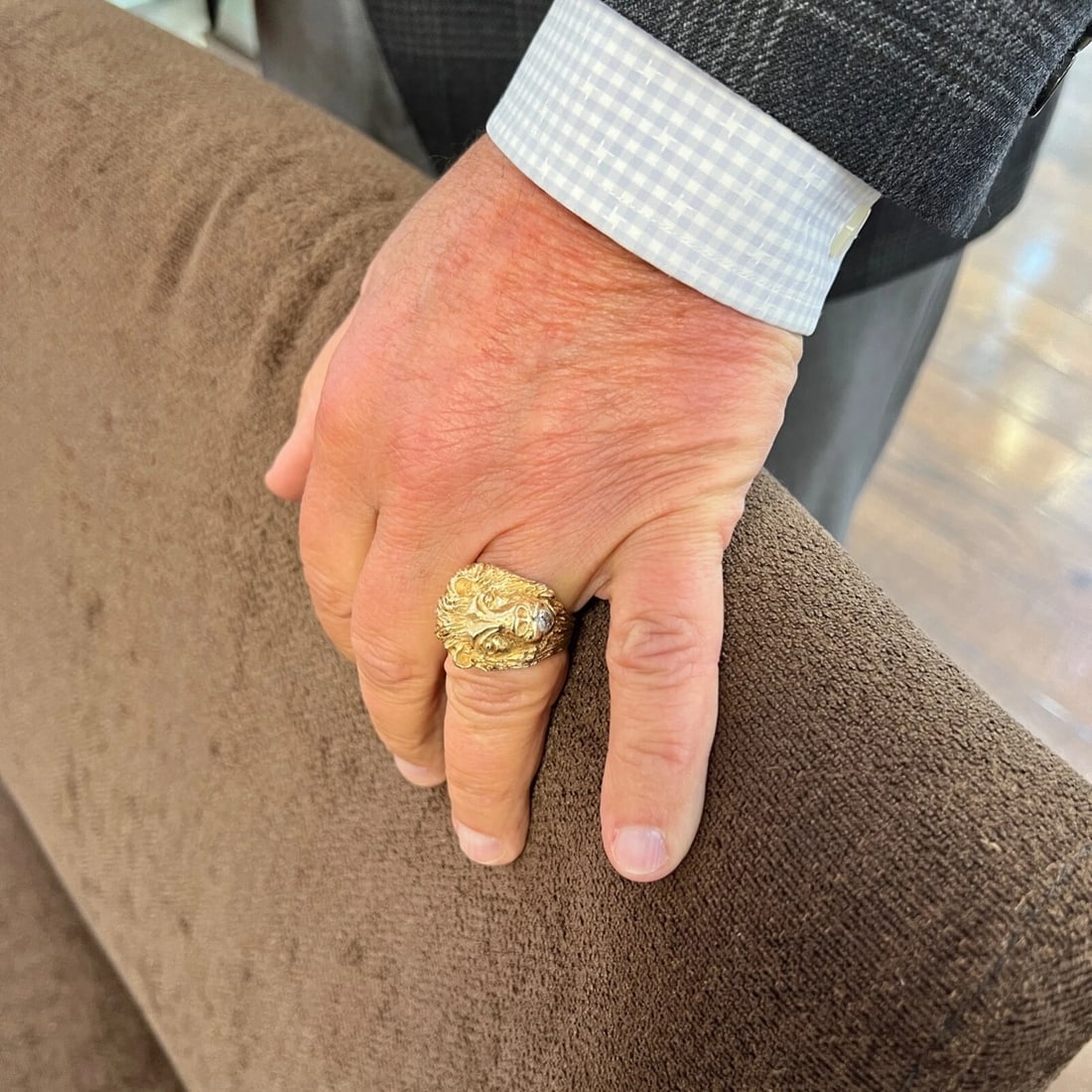 Vintage 1940's 1950's Diamond Lion Head Ring 14K Yellow Gold, 20.01 Grams - 3