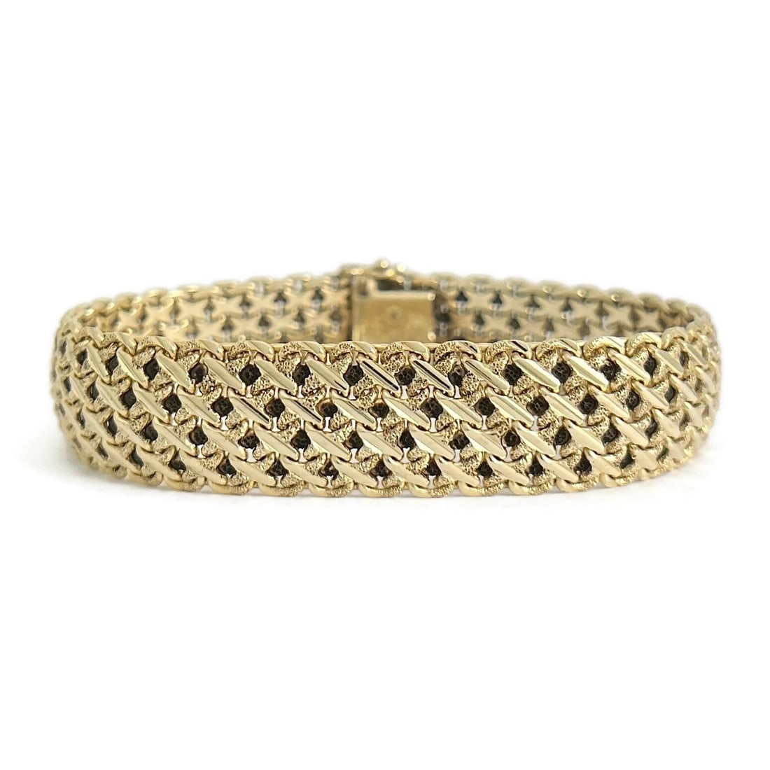 Vintage 1950's Italian Wide Woven Flex Bracelet 13K Yellow Gold, 40.28 Grams (1 of 8)