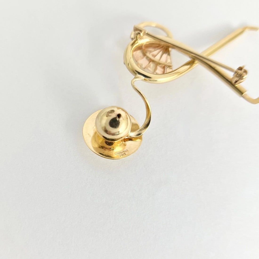 Vintage 1930's 1940's Forstner Asymmetrical Brooch Pin 14K Yellow Gold, 6.20 Gr - 10