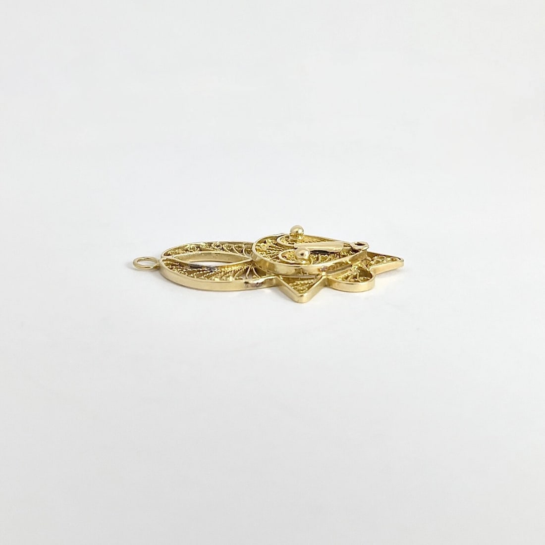 Vintage Filigree Tribal Mask Necklace Pendant Charm 18K Yellow Gold, 3.09 Grams - 5