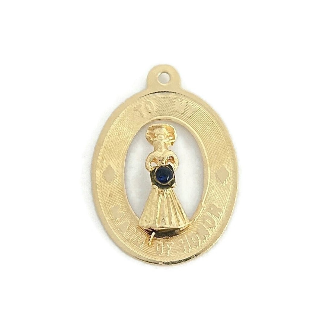 Vintage 1960's Maid of Honor Pendant Bracelet Charm 14K Yellow Gold, 1.18 Grams (1 of 8)