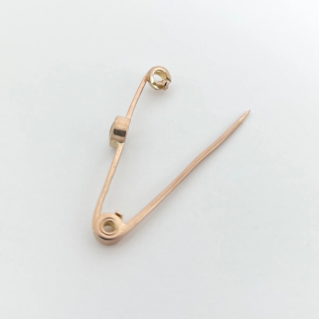 Antique Arts and Crafts Aquamarine Long Brooch Pin 9K Rose Gold, 2.29 Grams - 7