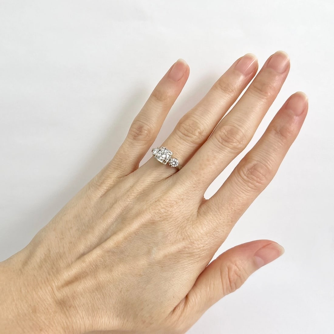 Vintage 1950's 1960's Diamond Engagement Ring 14K White Gold, .77 CTW, 2.89 Gr - 3