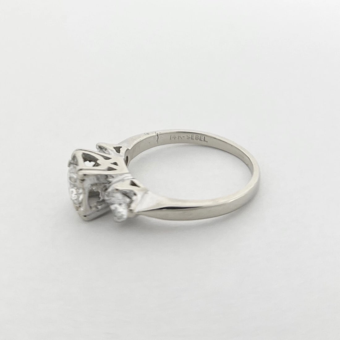 Vintage 1950's 1960's Diamond Engagement Ring 14K White Gold, .77 CTW, 2.89 Gr - 9