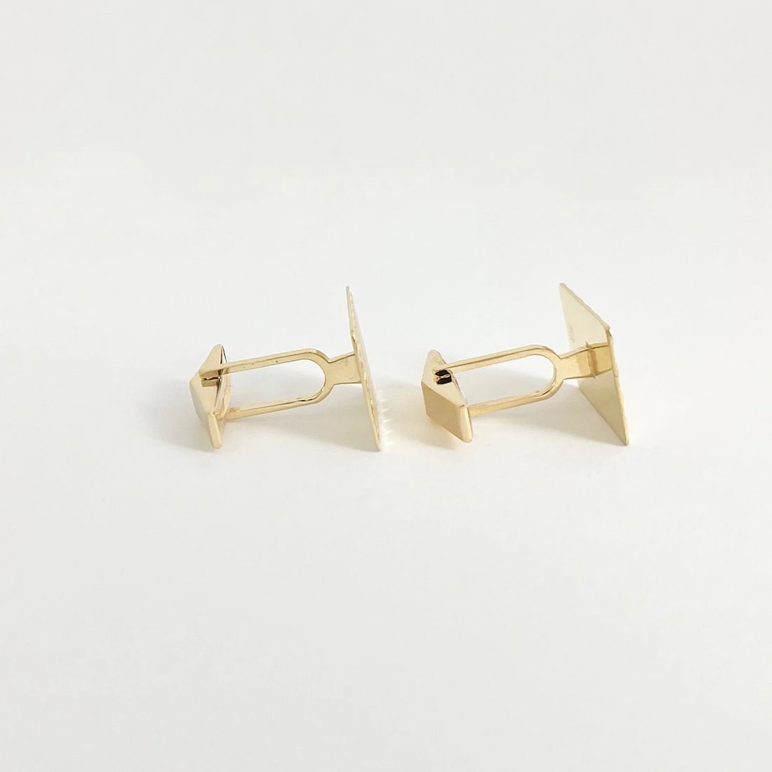 Vintage 1970's Textured Rectangle Cufflinks 14K Yellow Gold, 6.48 Gr - 6